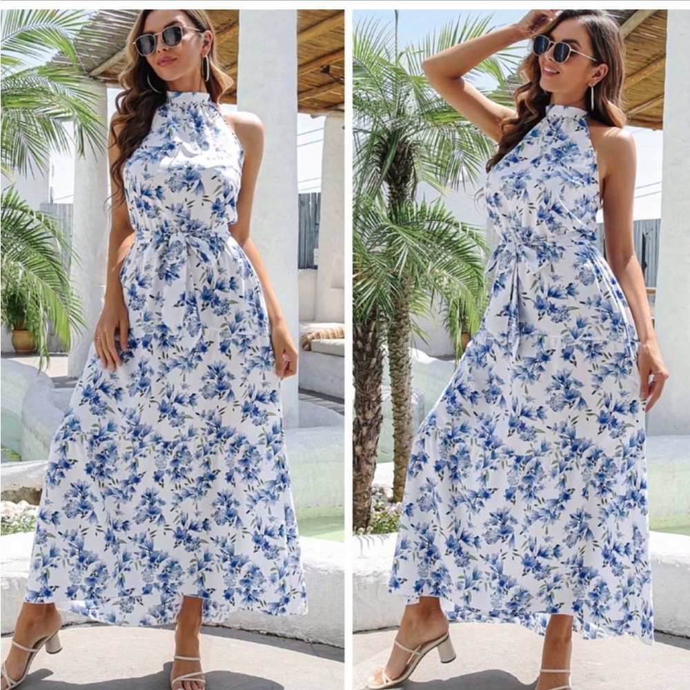 Floral Halter Maxi Dress